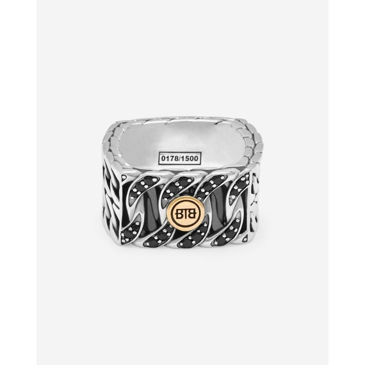 Buddhatobuddha - Ring Esther Dubbel Zwart Spinel Zilver Goud 14kt | Limited 480/1500 | 18
