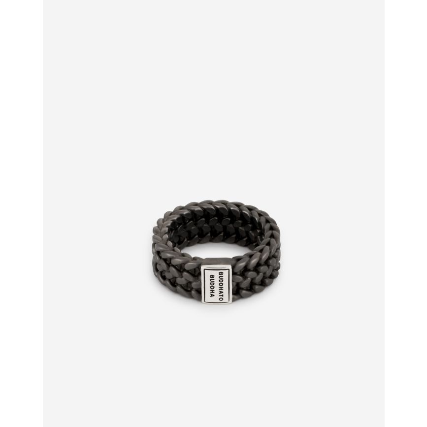 Buddhatobuddha - Ring Julius Zwart Rhodium Zilver | 17,5