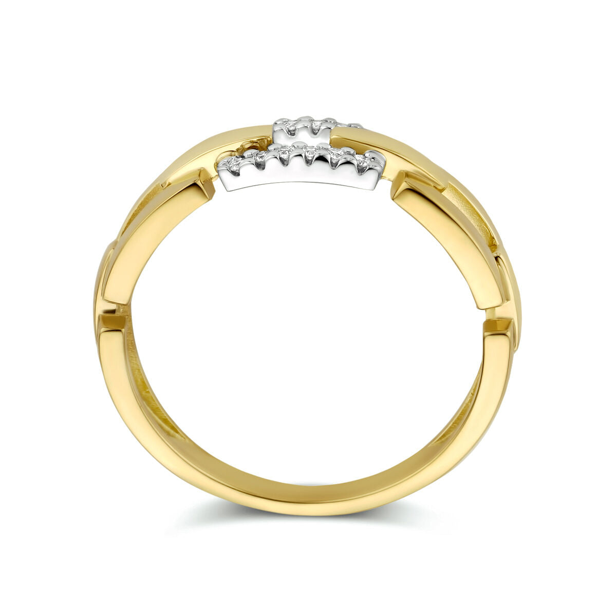 14kt bicolor gouden ring briljant 0.05ct