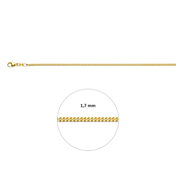 Doublé geelkleurig lengtecollier - gourmette 1,6mm