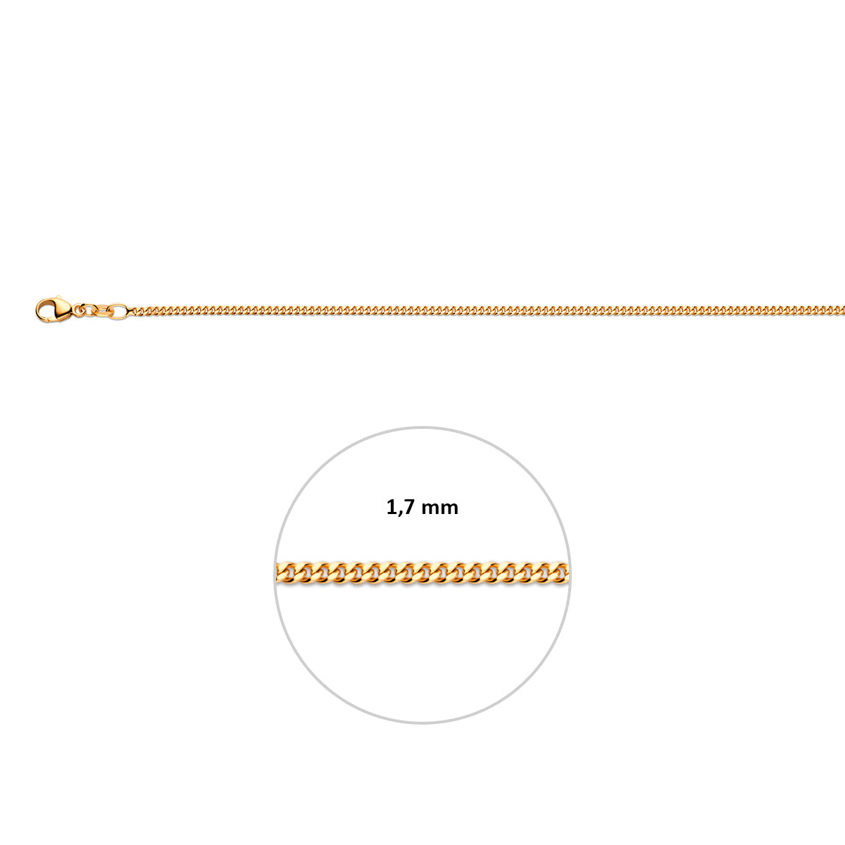 Doublé rosékleurig lengtecollier - gourmette 1,7mm