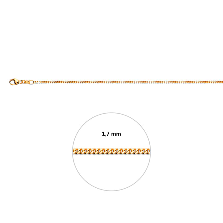 Doublé rosékleurig lengtecollier - gourmette 1,7mm