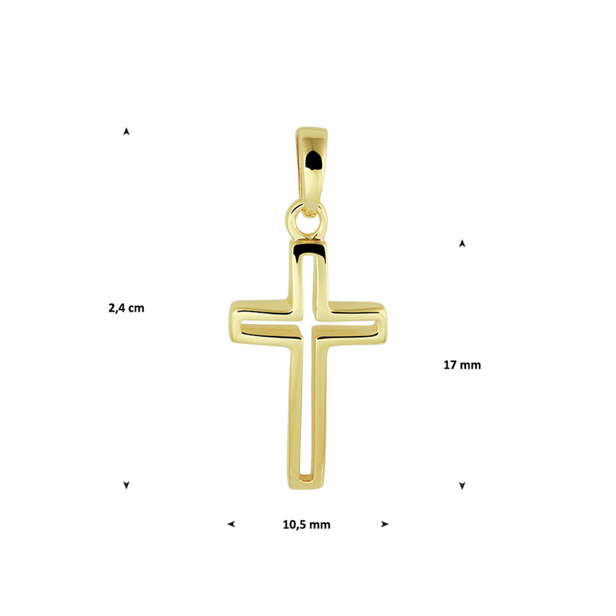 14krt geelgouden hanger kruis 17x10,5mm