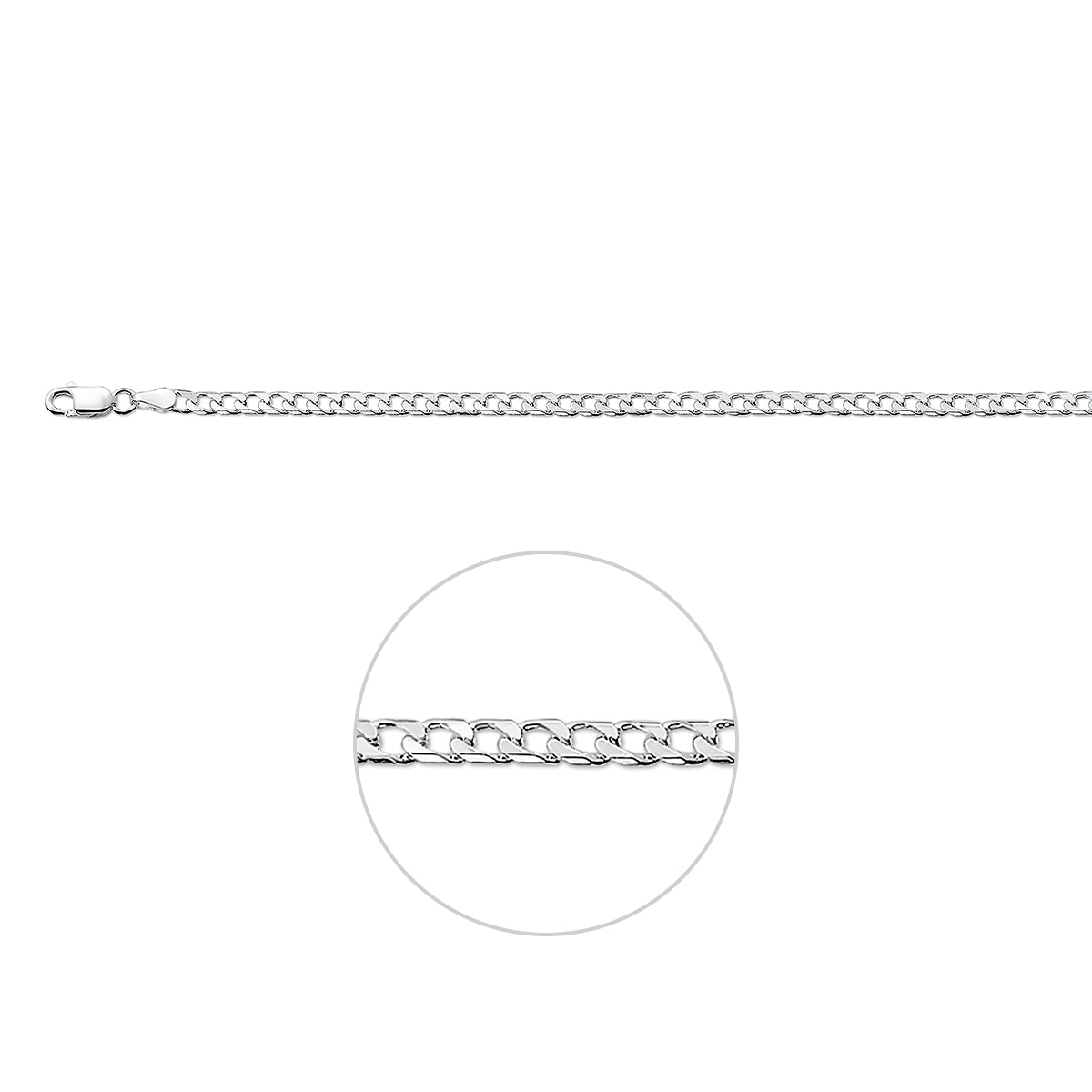 Zilveren lengtecollier - gourmette 8-zijdes geslepen 3,1mm