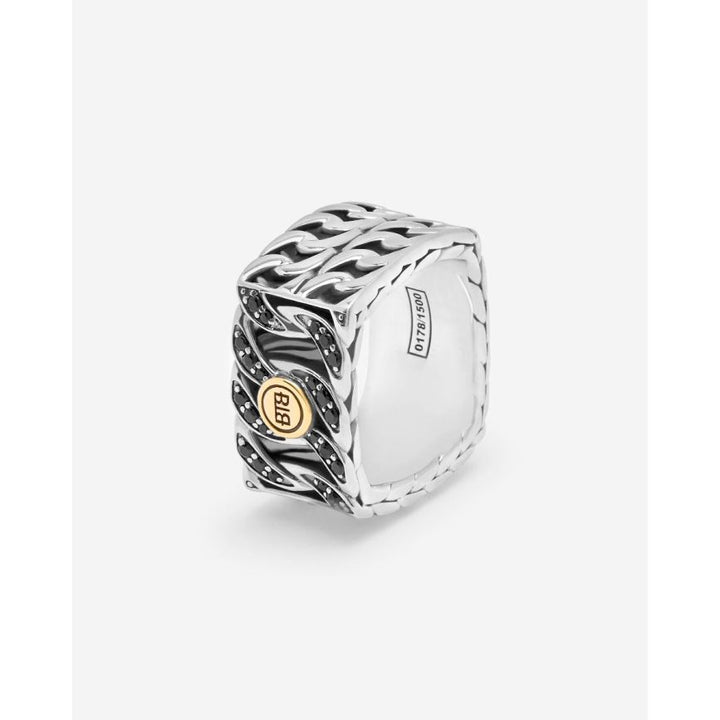 Buddhatobuddha - Ring Esther Dubbel Zwart Spinel Zilver Goud 14kt | Limited 480/1500 | 18