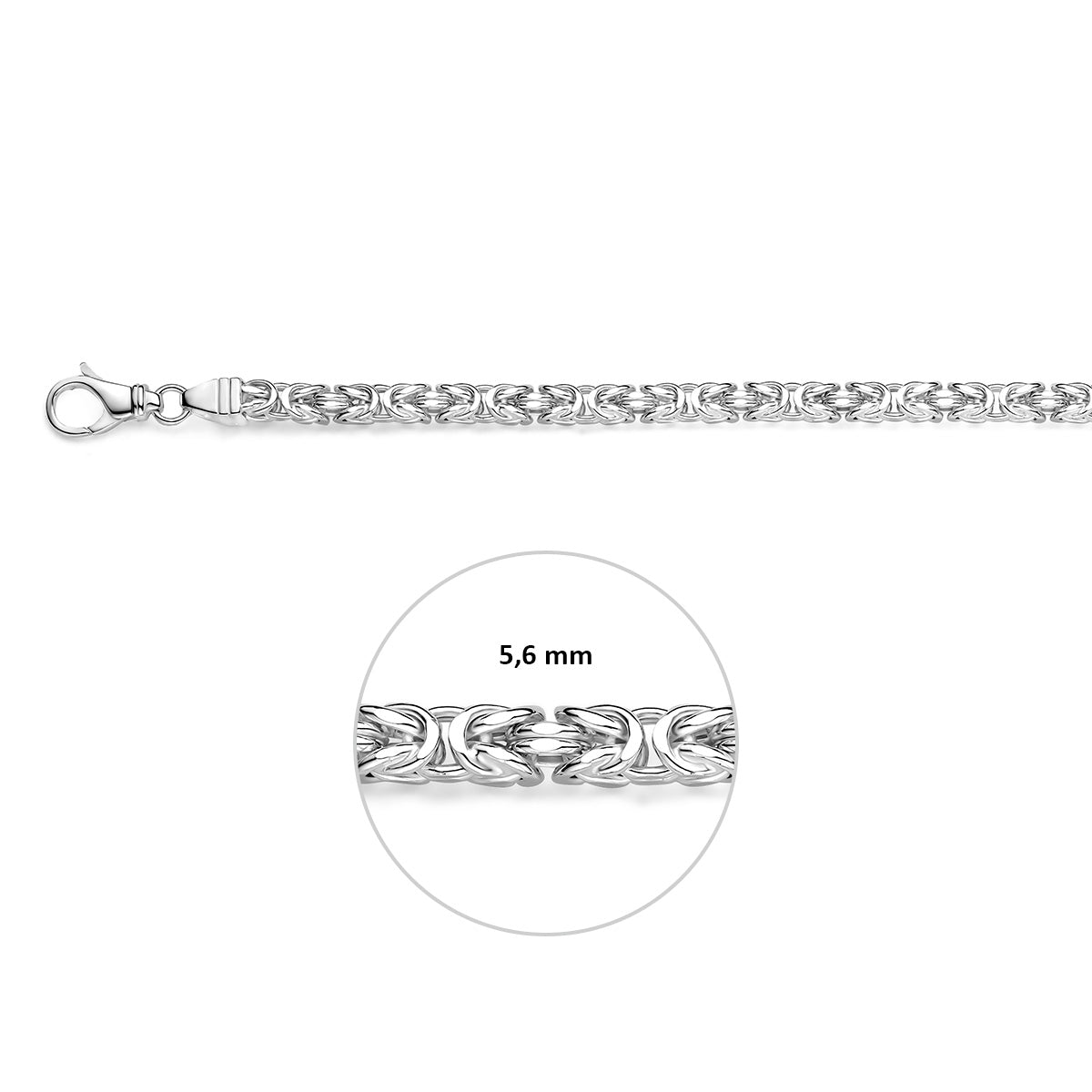 Zilveren armband koningsschakel 5,6mm | 21cm