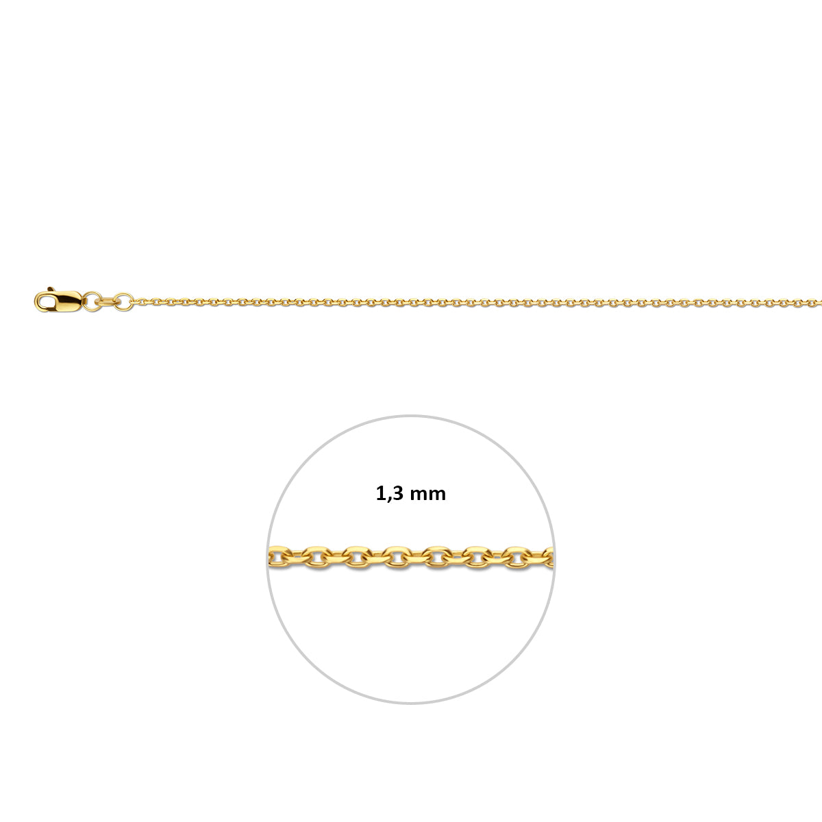 9krt geelgouden collier anker gediamanteerd 1,3mm