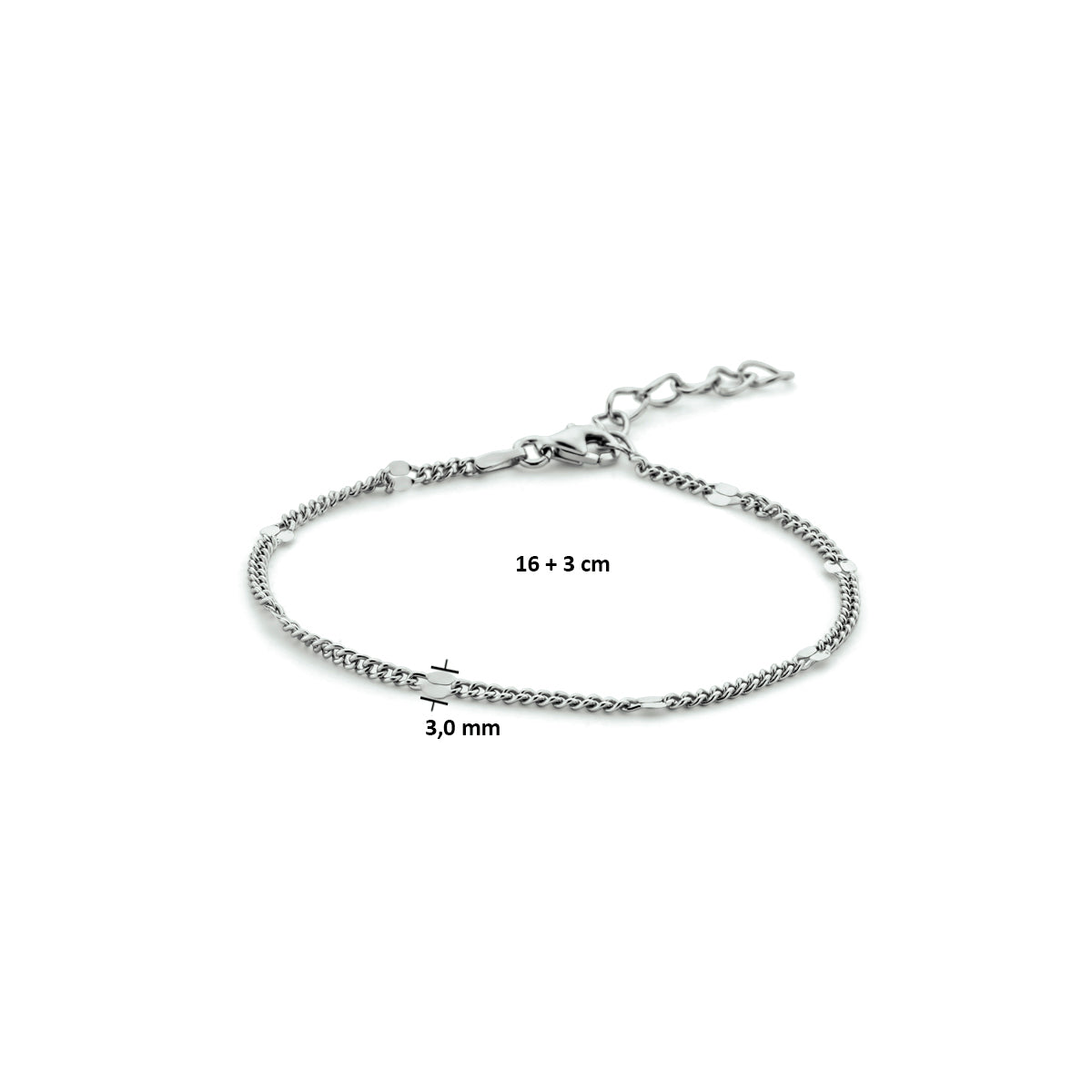 Zilveren armband gourmette met tussenstuk 3,0mm | 16-19cm