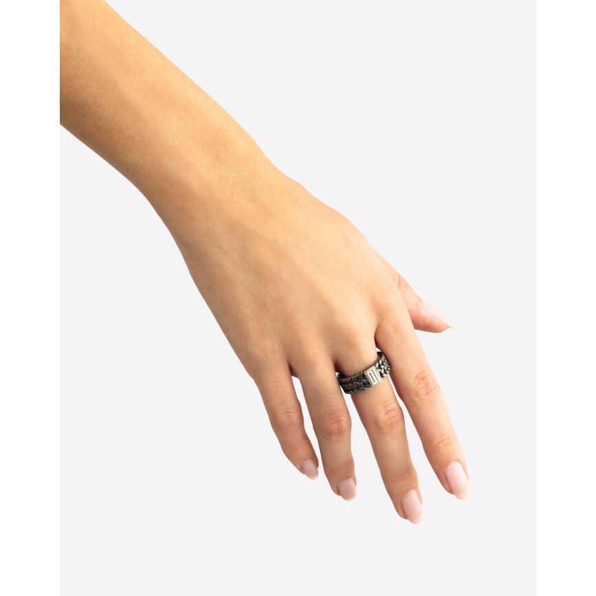Buddhatobuddha - Ring Julius Zwart Rhodium Zilver | 17,5