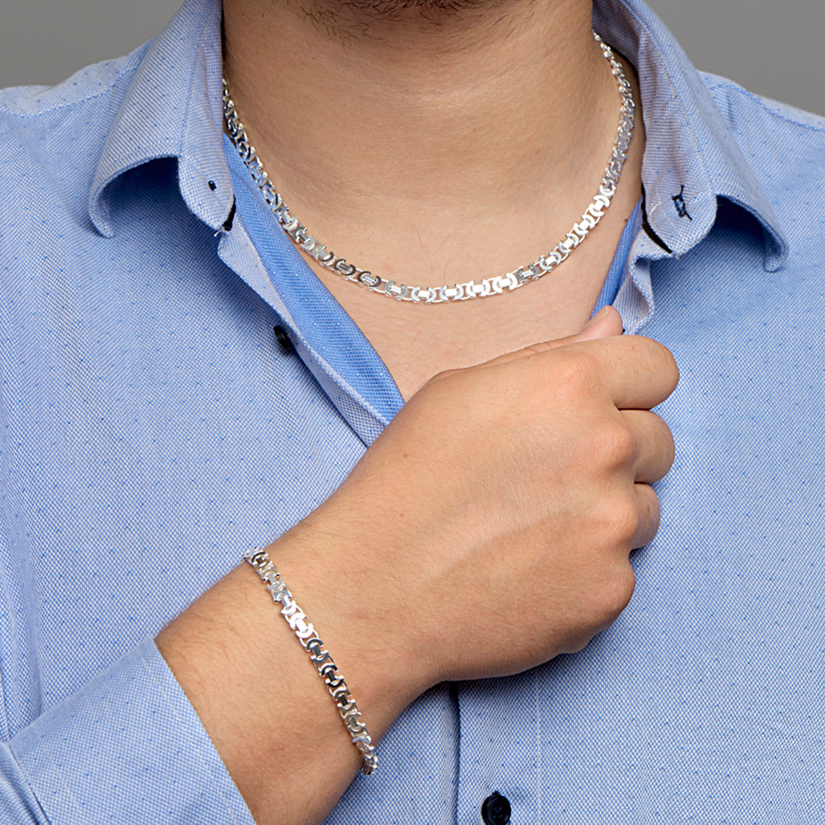 Zilveren armband konigs plat 6,5mm massief | 21cm