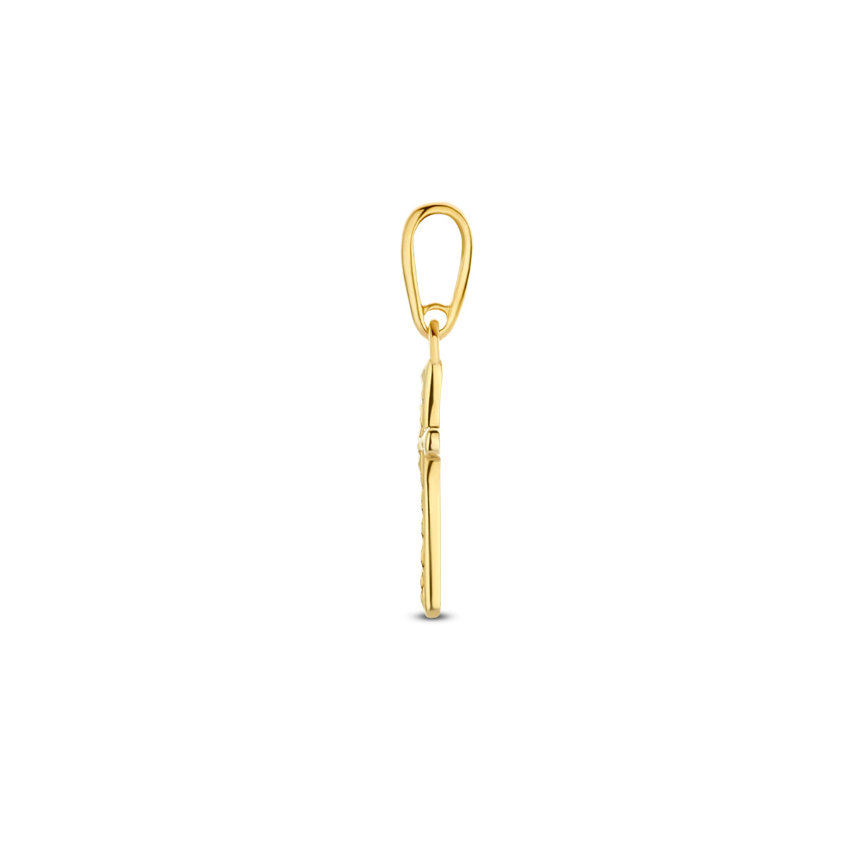 14krt geelgouden hanger kruis gediamanteerd 11x7mm