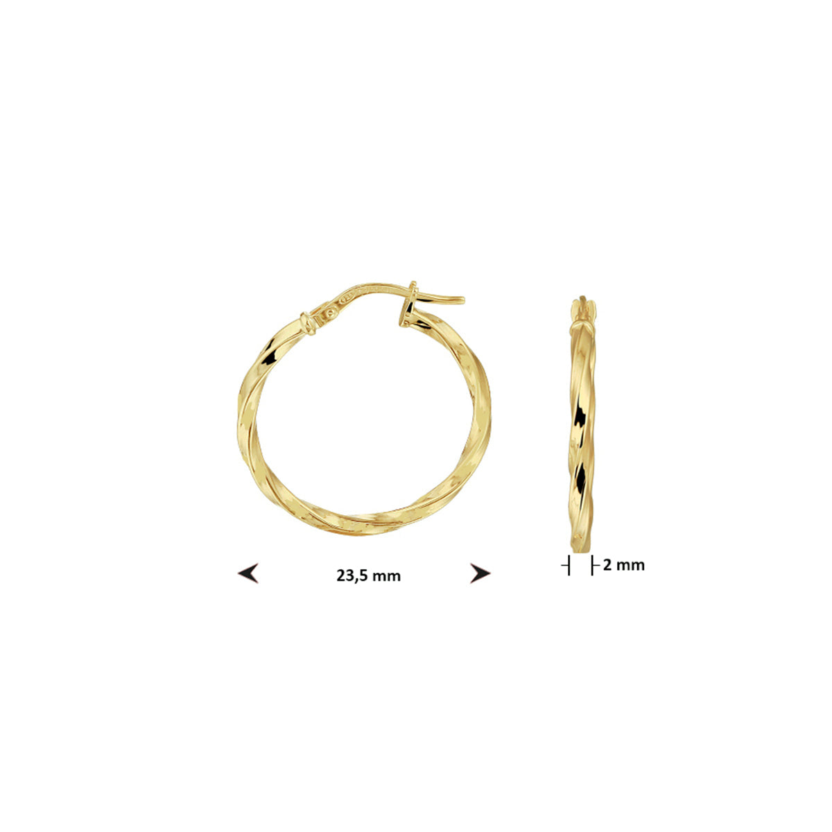 Silgold oorringen gedraaide buis | 23,5*2mm