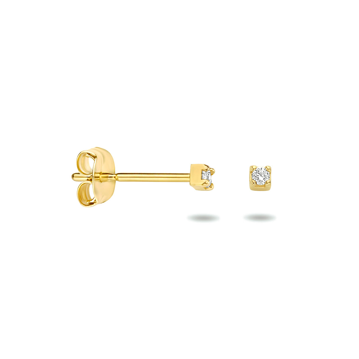14krt geelgouden oorstekers zirkonia | 1,5mm