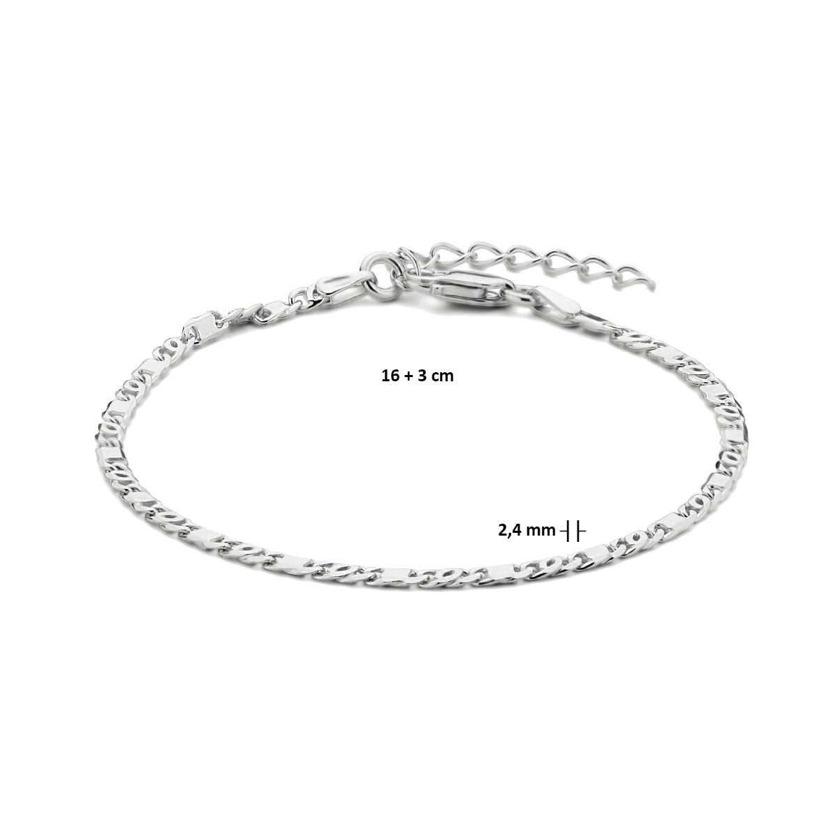 Zilveren armband valkenoog 2.4mm | 16-19cm