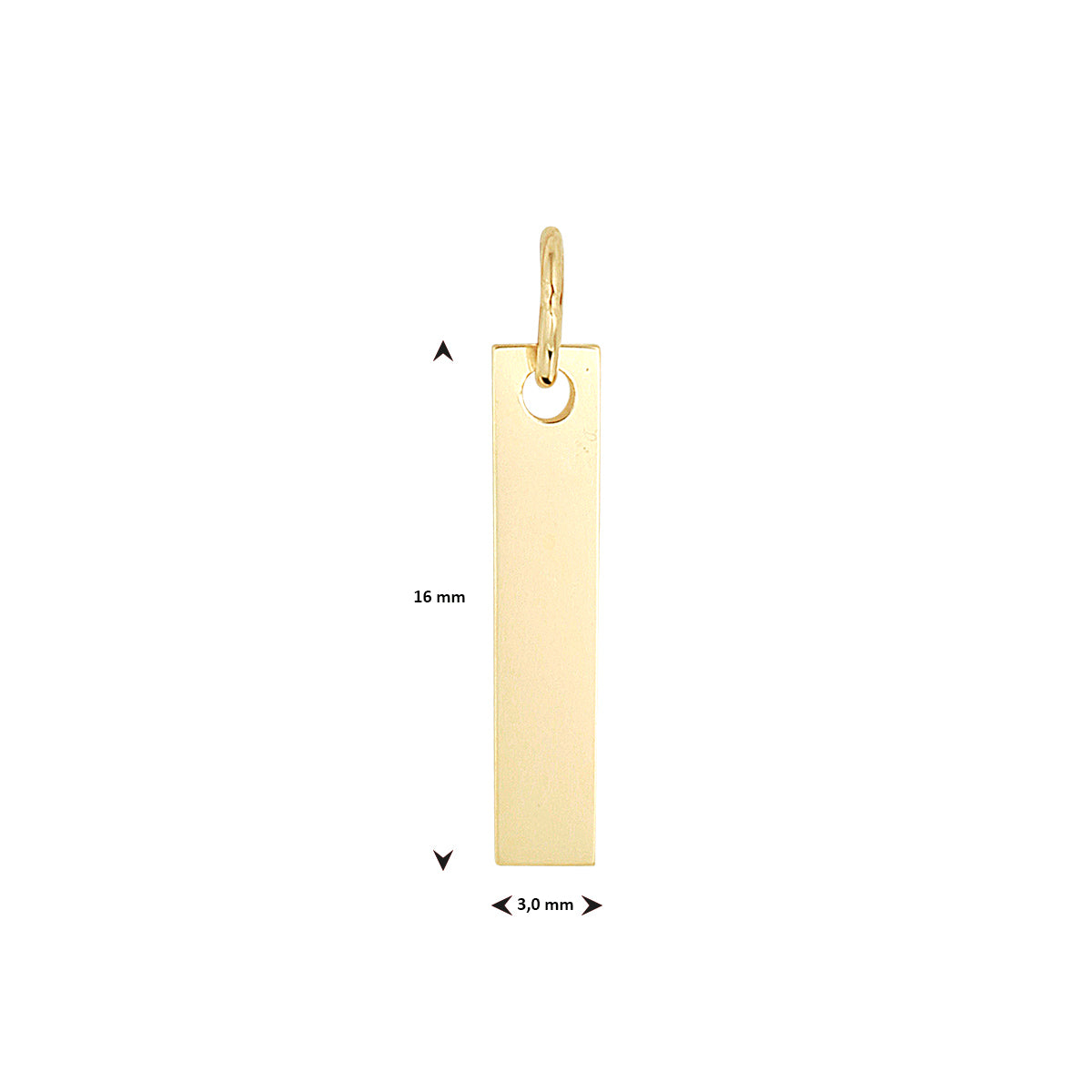 14krt geelgouden graveerhanger 3x16mm