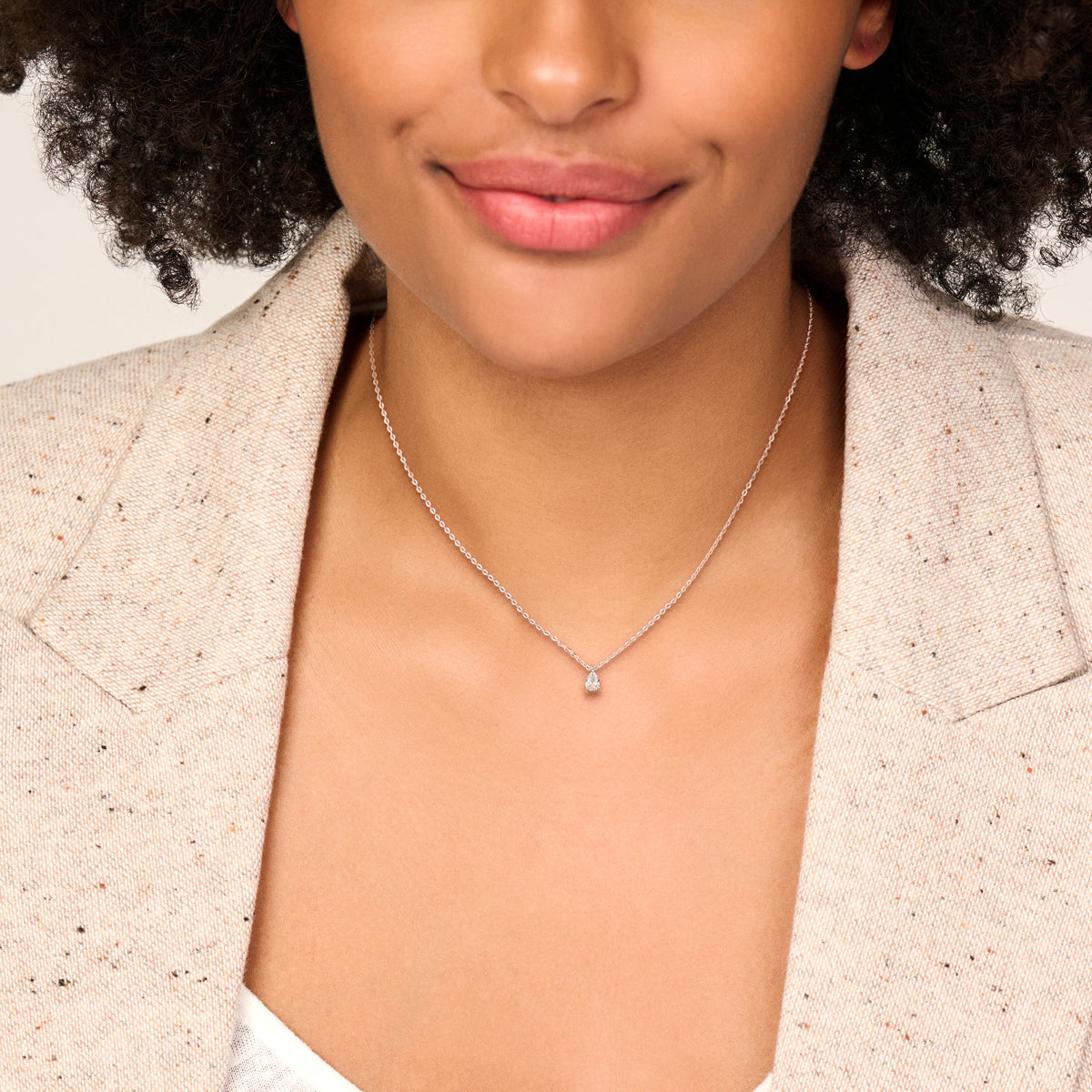 Zilveren collier zirkonia 7x4mm | 42-45cm