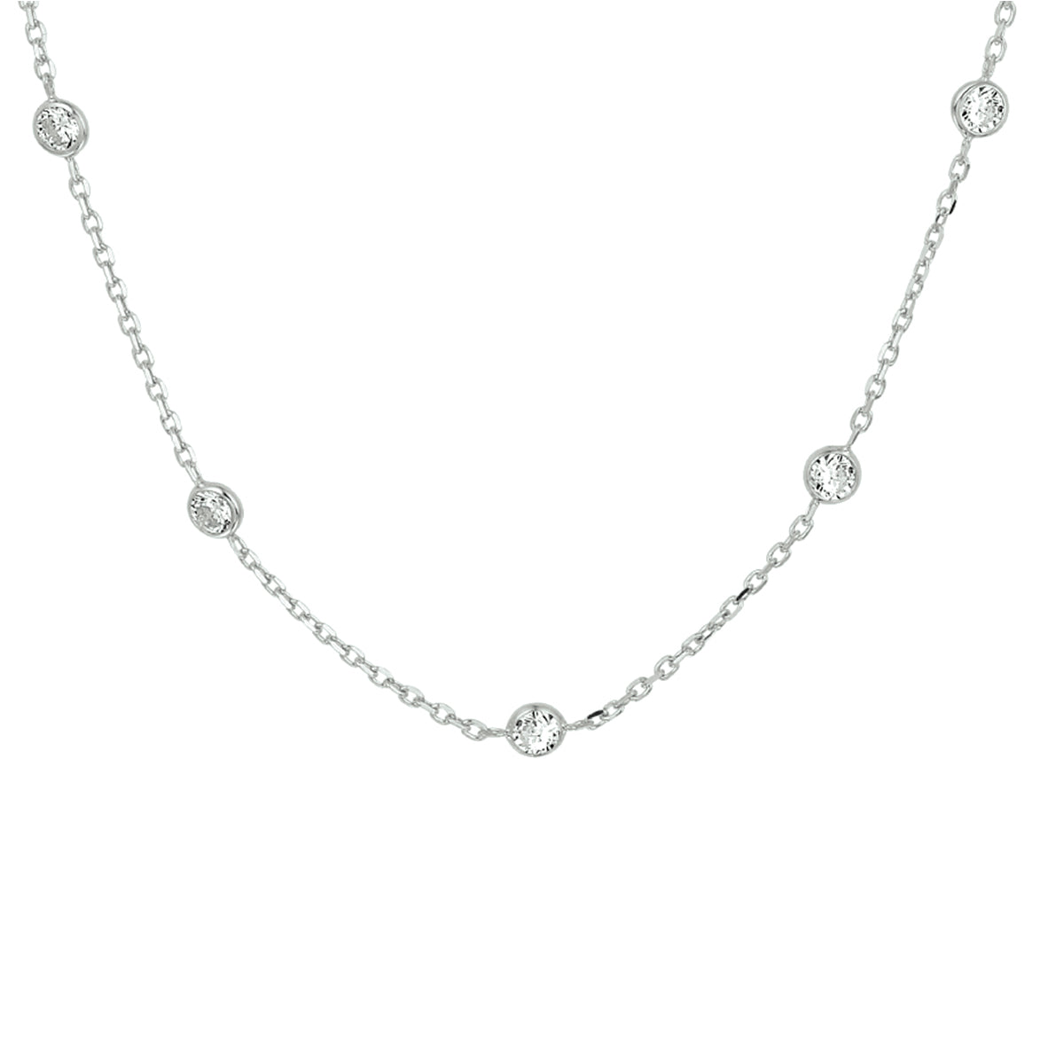 Zilveren collier zirkonia | 40+4cm