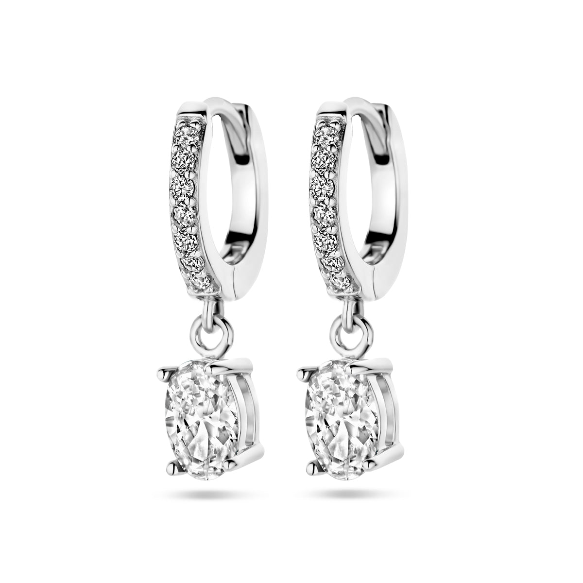 Zilveren klapoorringen zirkonia | 19x4mm