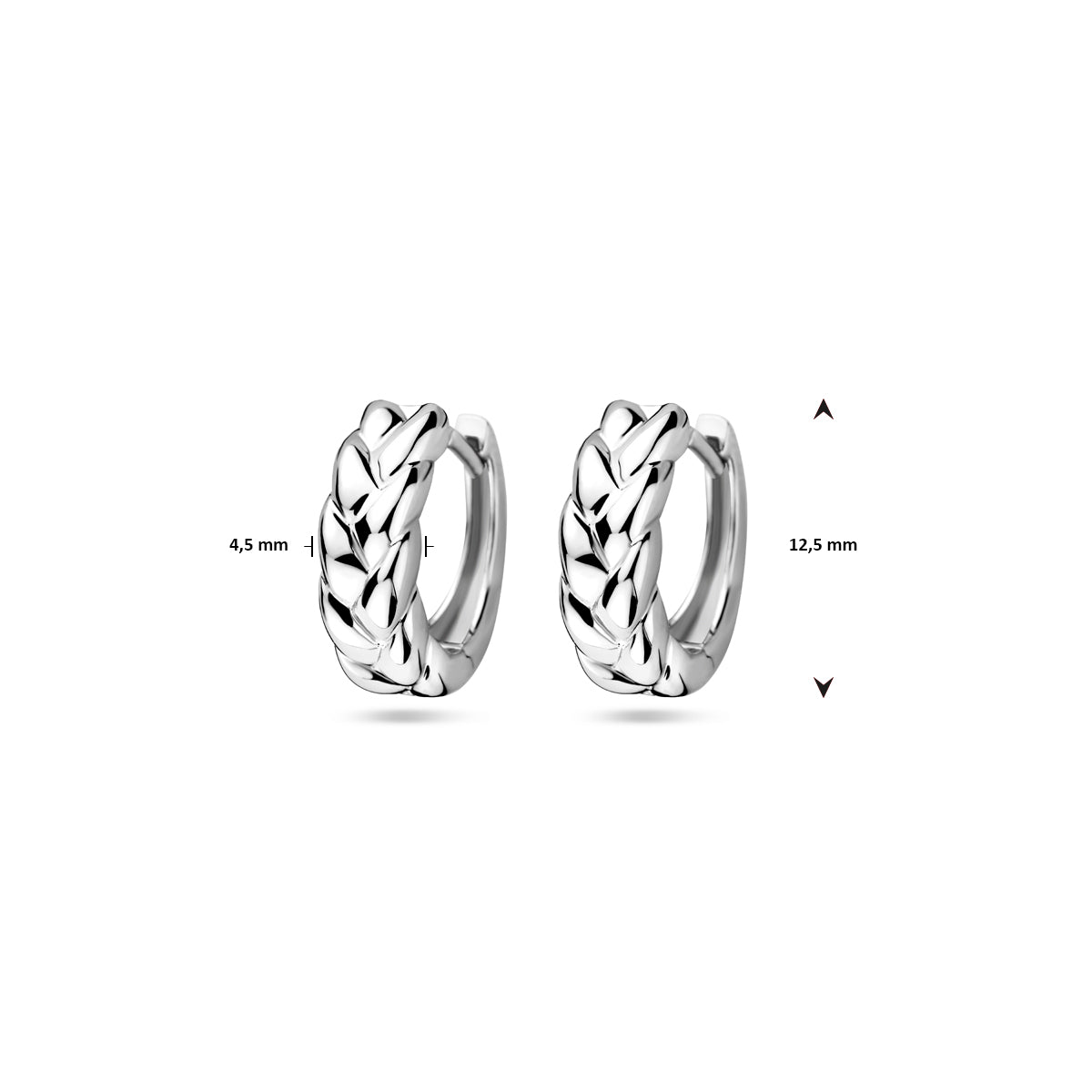 Zilveren klapoorringen schakelmotief | 12,5x4,5mm