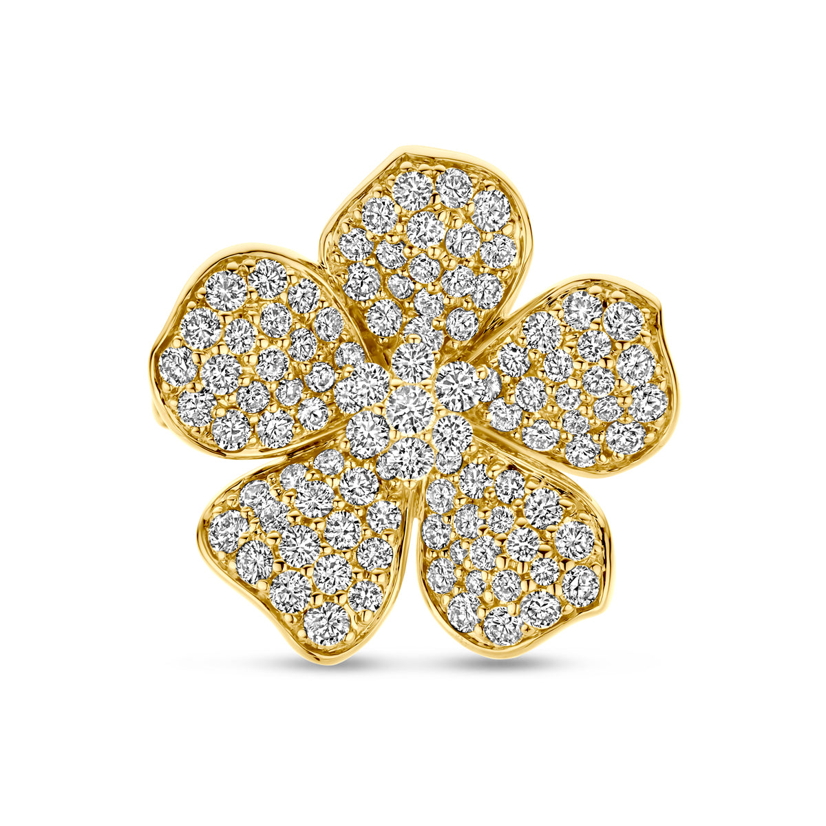 14krt geelgouden ring "bloem" met diamant 1,50ct HSI