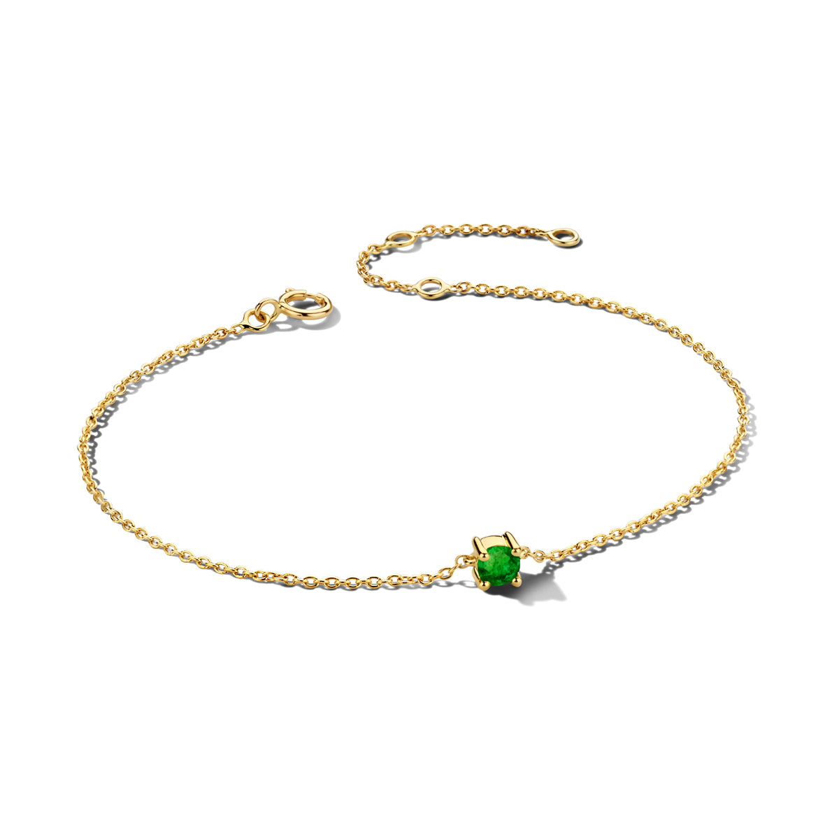14krt geelgouden armband met smaragd 3,5mm | 15,5-18,5cm