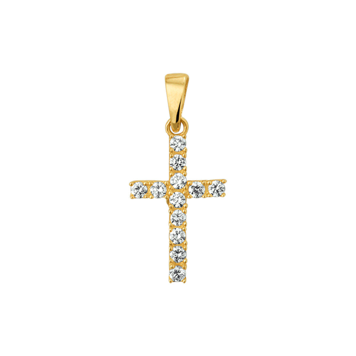 14krt geelgouden hanger kruis zirkonia 13,5x8,5mm