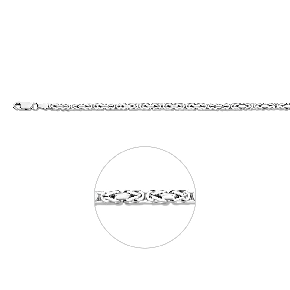 Zilveren lengtecollier - koningsschakel massief | 3,5mm