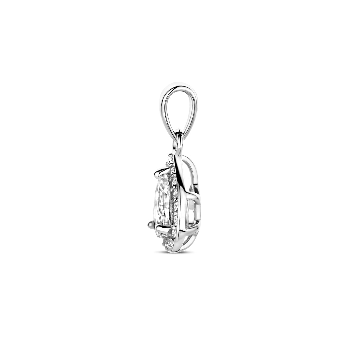 zilveren hanger zirkonia halo 18x8,5mm