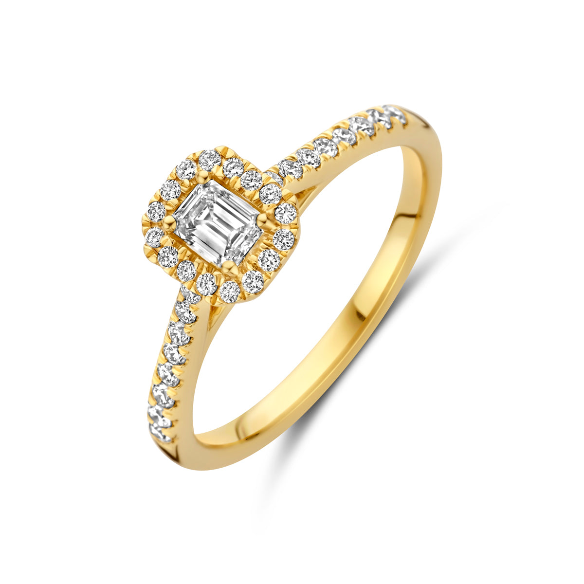 Facette - 14krt geelgouden ring met LG diamant 0,485ct GHSI