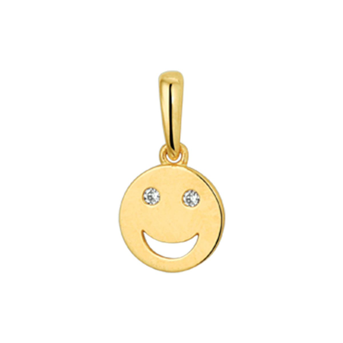 14krt geelgouden hanger smiley zirkonia | 6,5mm