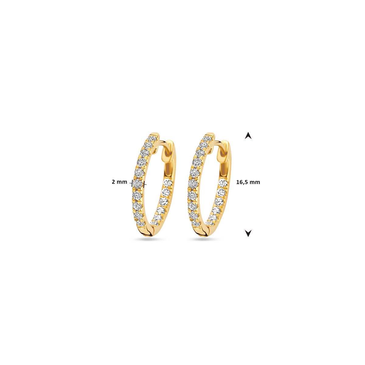 Facette - 14krt geelgouden creolen met LG diamant 0,46ct GHSI | 16,5x2,0mm