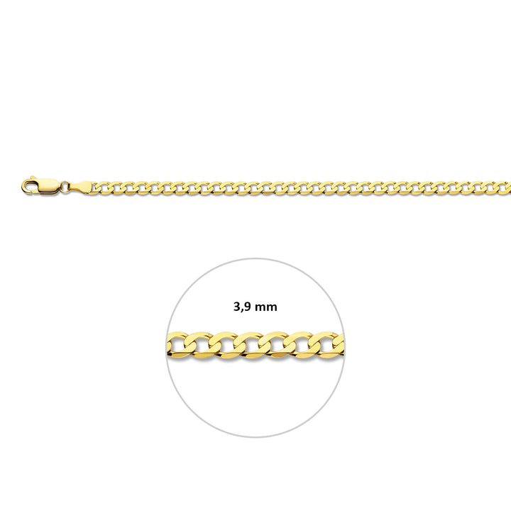 14krt geelgouden collier gourmette 6-zijdes geslepen 3,9mm - 60cm