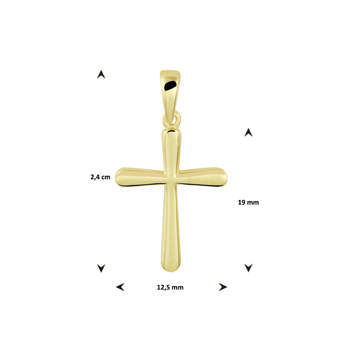 14krt geelgouden hanger kruis 19x12,5mm