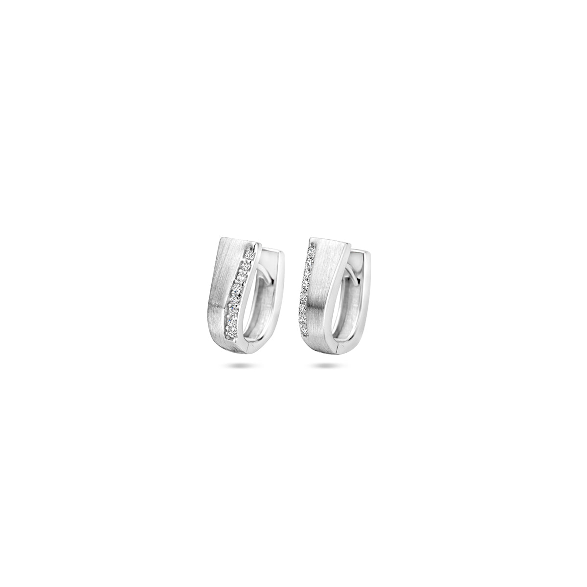 Zilveren klapoorringen zirkonia | 14x5,5mm