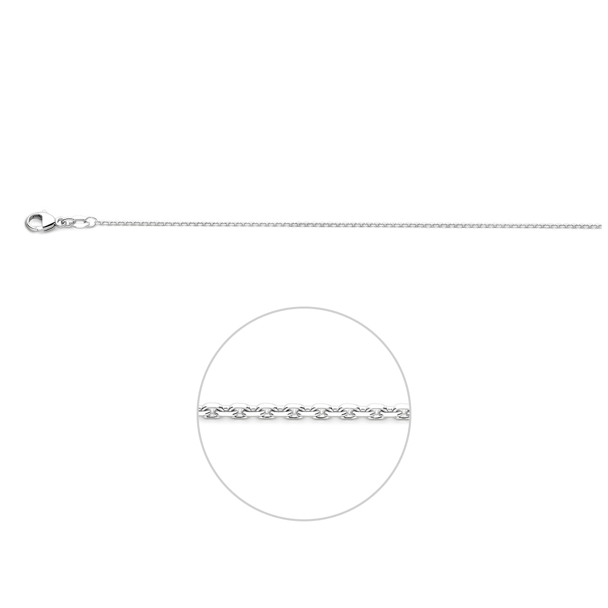 18krt witgouden lengtecollier anker gediamanteerd 1.1mm | 41-43-45cm
