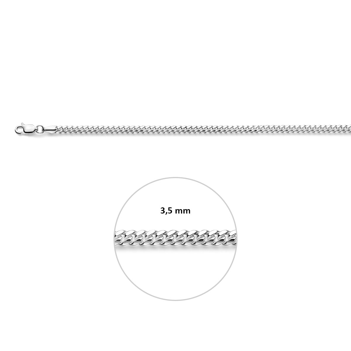 Zilveren lengtecollier - gourmette 3.5mm | 60cm