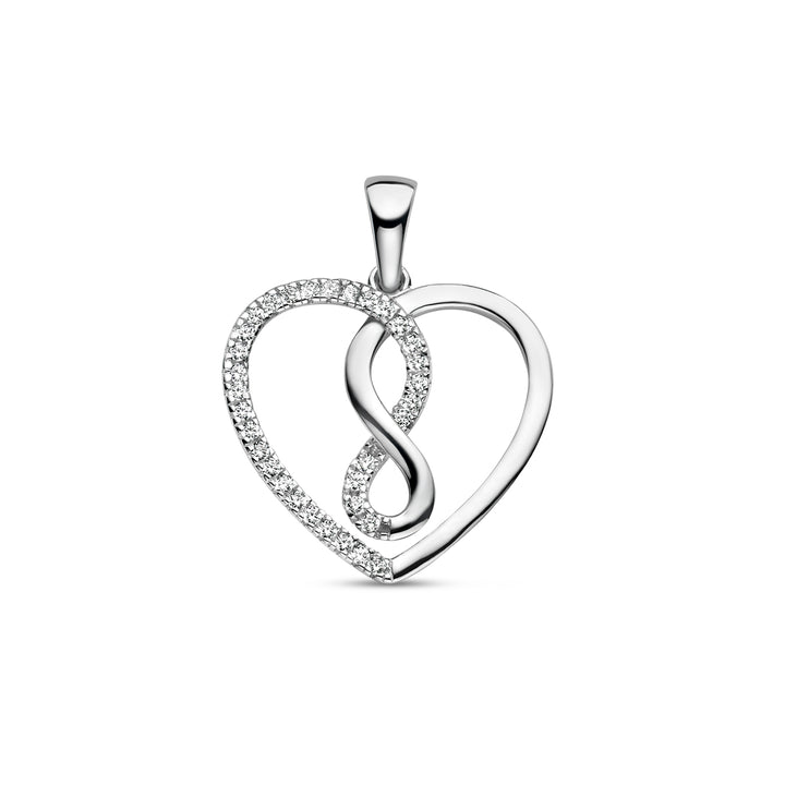 zilveren hanger hart en infinity zirkonia 18x19,2mm