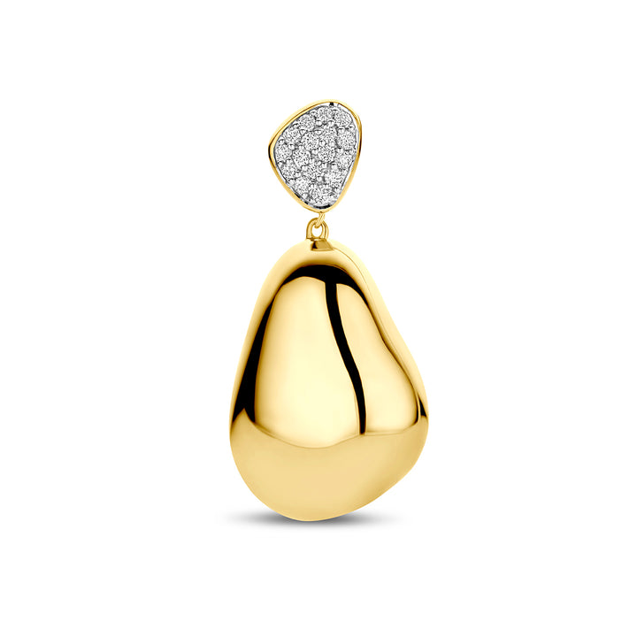 14krt geelgouden hanger met diamant 0.20ct GHSI | 34x17mm