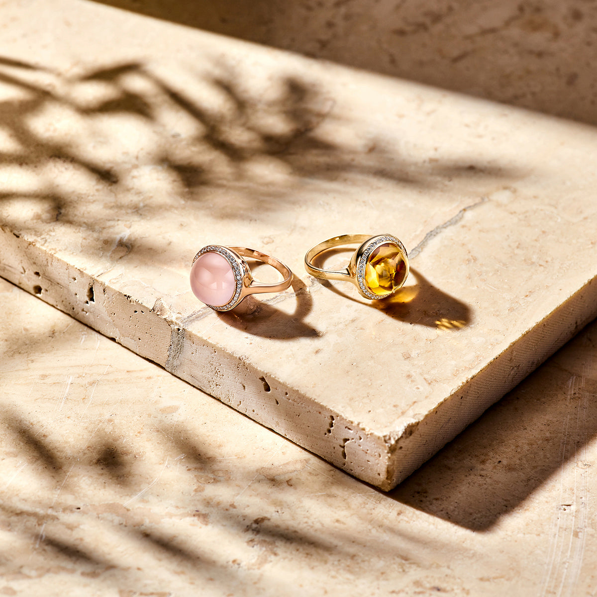 14krt geelgouden ring met citrien 6.30ct en diamant 0.19ct