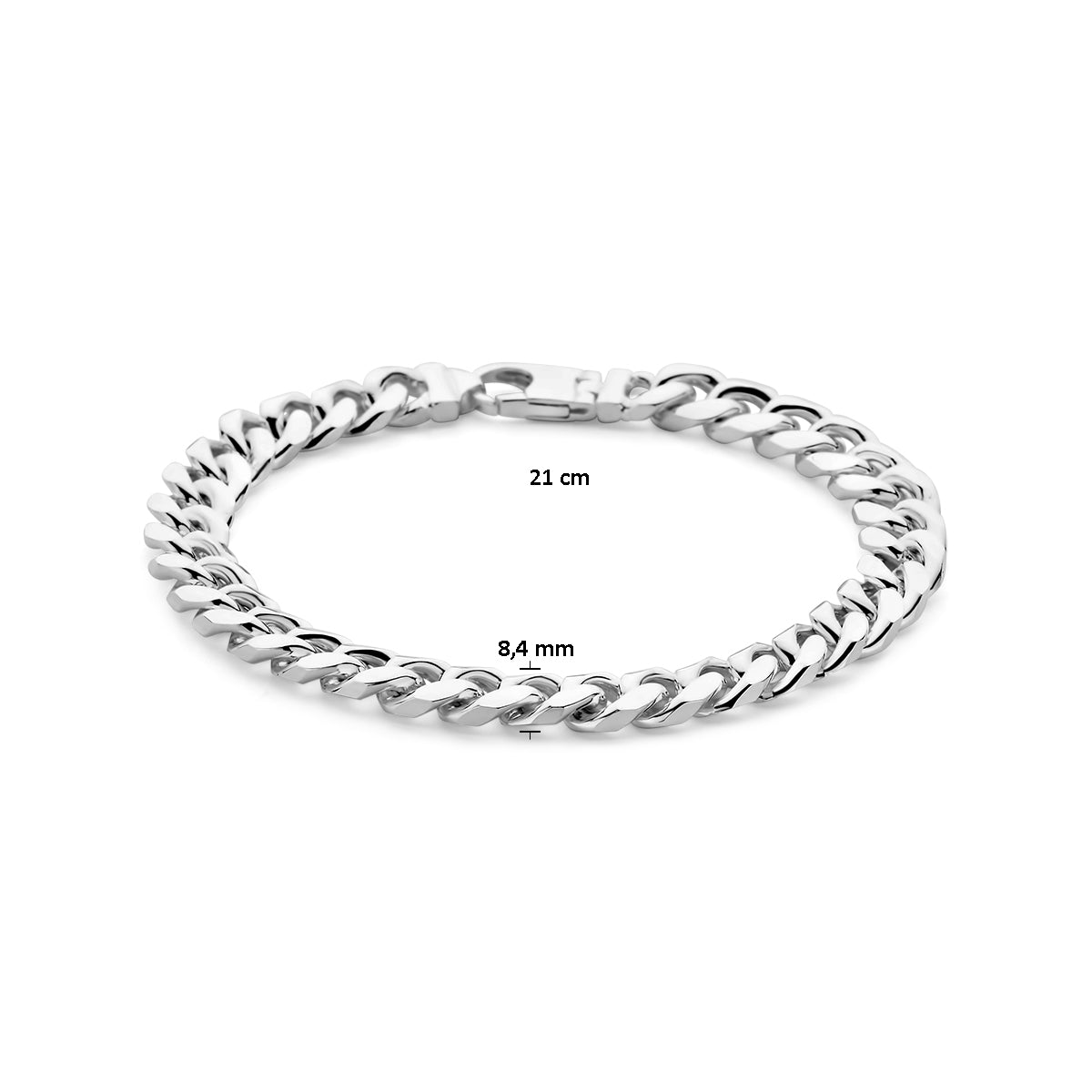 Zilveren armband gourmette 6-zijdes geslepen 8,4mm | 21 cm