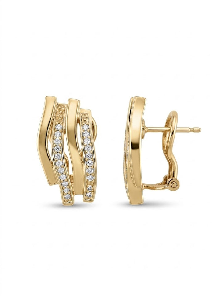 14krt geelgouden klapoorringen met briljant 0.16ct HSI | 18x10mm