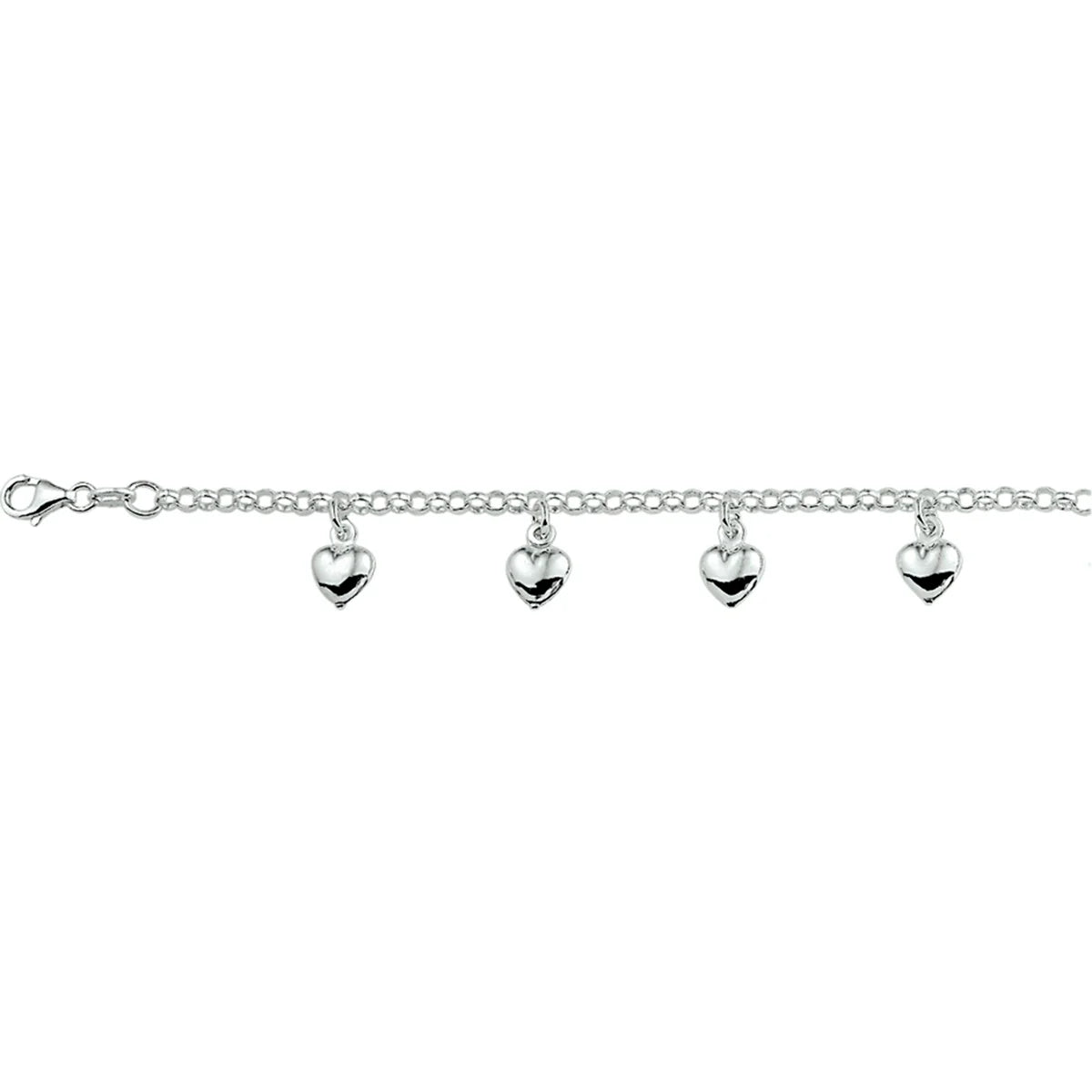 Zilveren armband met 5 hartjes  | 15cm