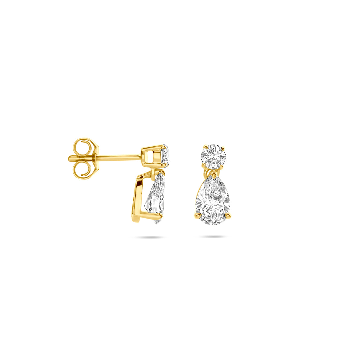 Facette - 14krt geelgouden oorstekers met LG diamant 1.25ct DVS1 incl. 2x IGI certificaat | 10x5mm