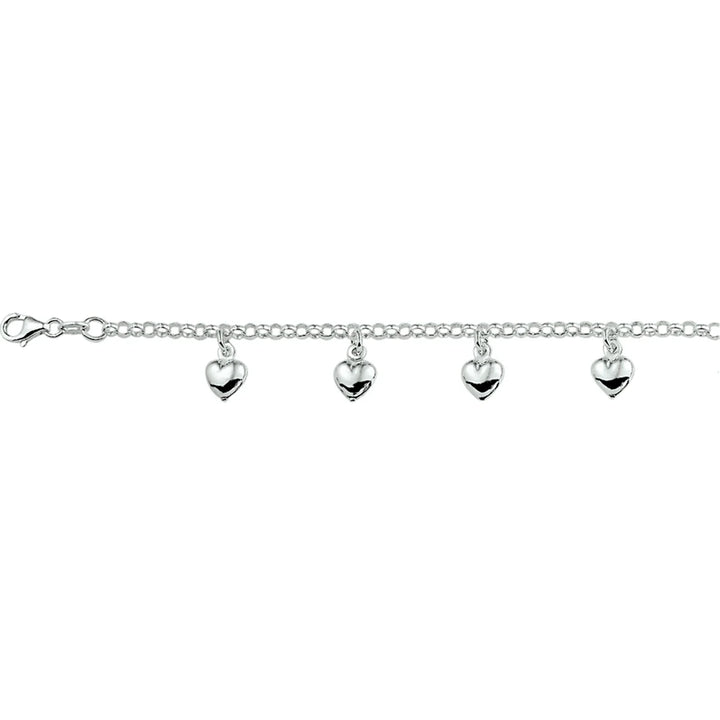 Zilveren armband met 5 hartjes  | 15cm
