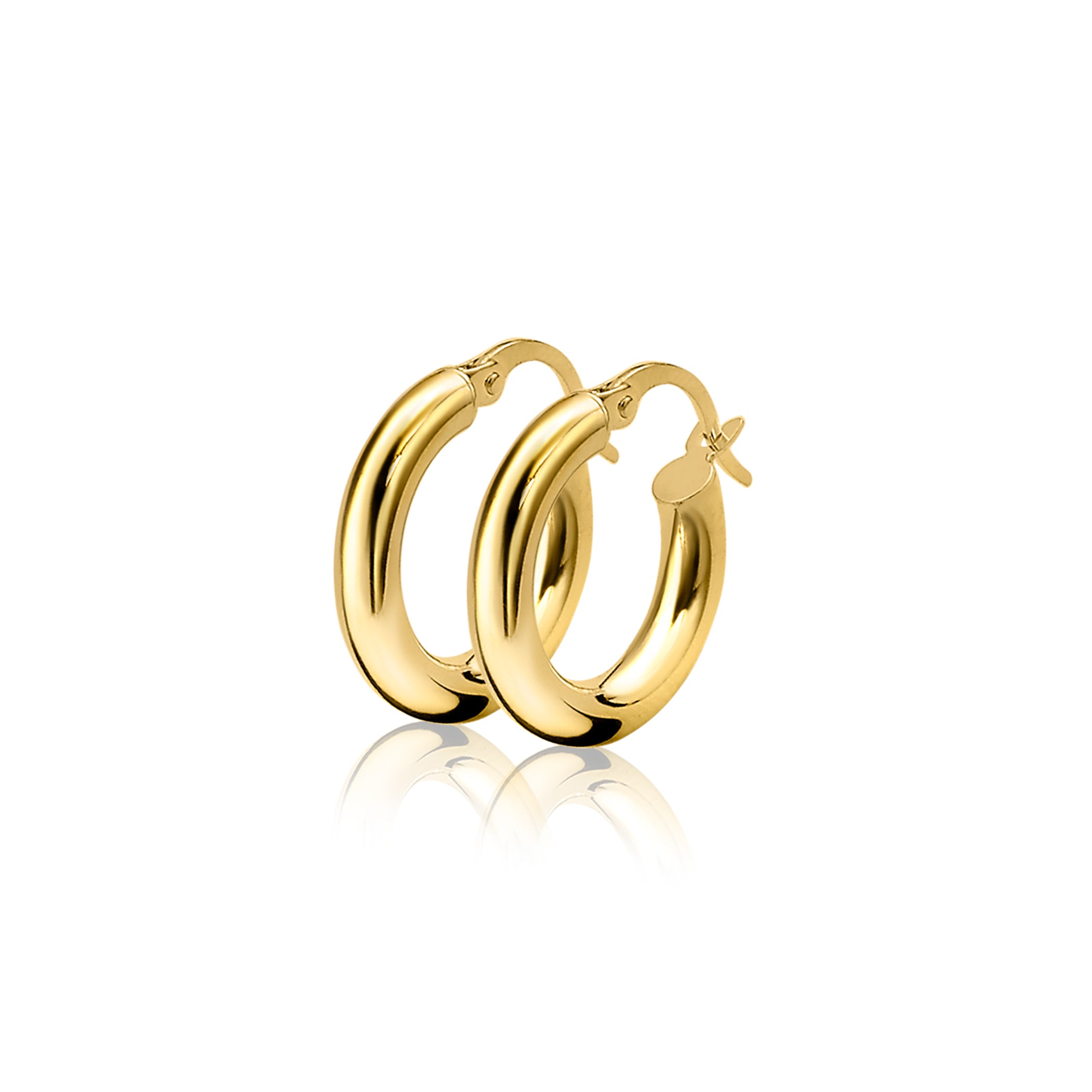 ZINZI Gold 14 karaat gouden oorRing ronde buis 15 x 3mm ZGO130