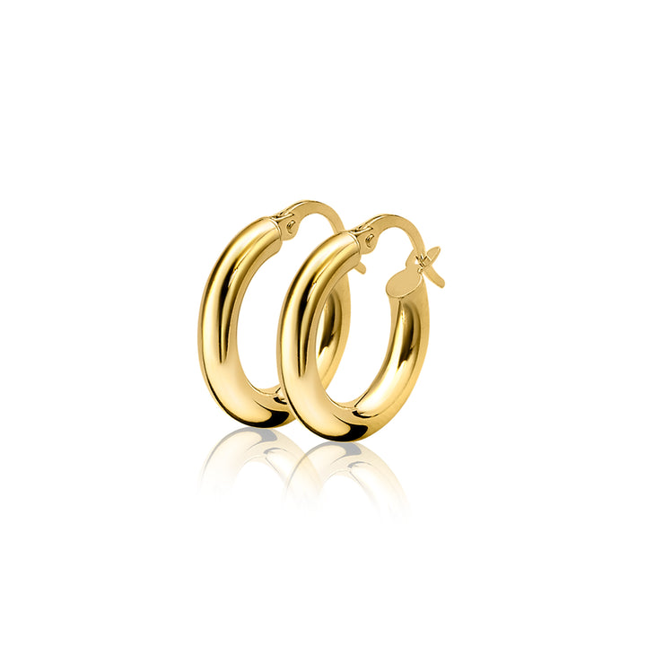 ZINZI Gold 14 karaat gouden oorRing ronde buis 15 x 3mm ZGO130