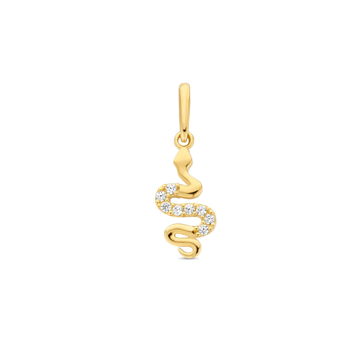 14krt geelgouden hanger slang zirkonia | 12,5x6mm