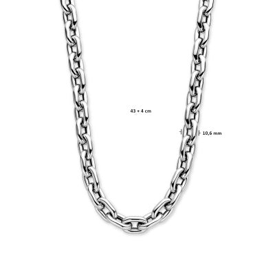 Zilveren collier paperclip ronde buis 10.6mm | 43-46cm
