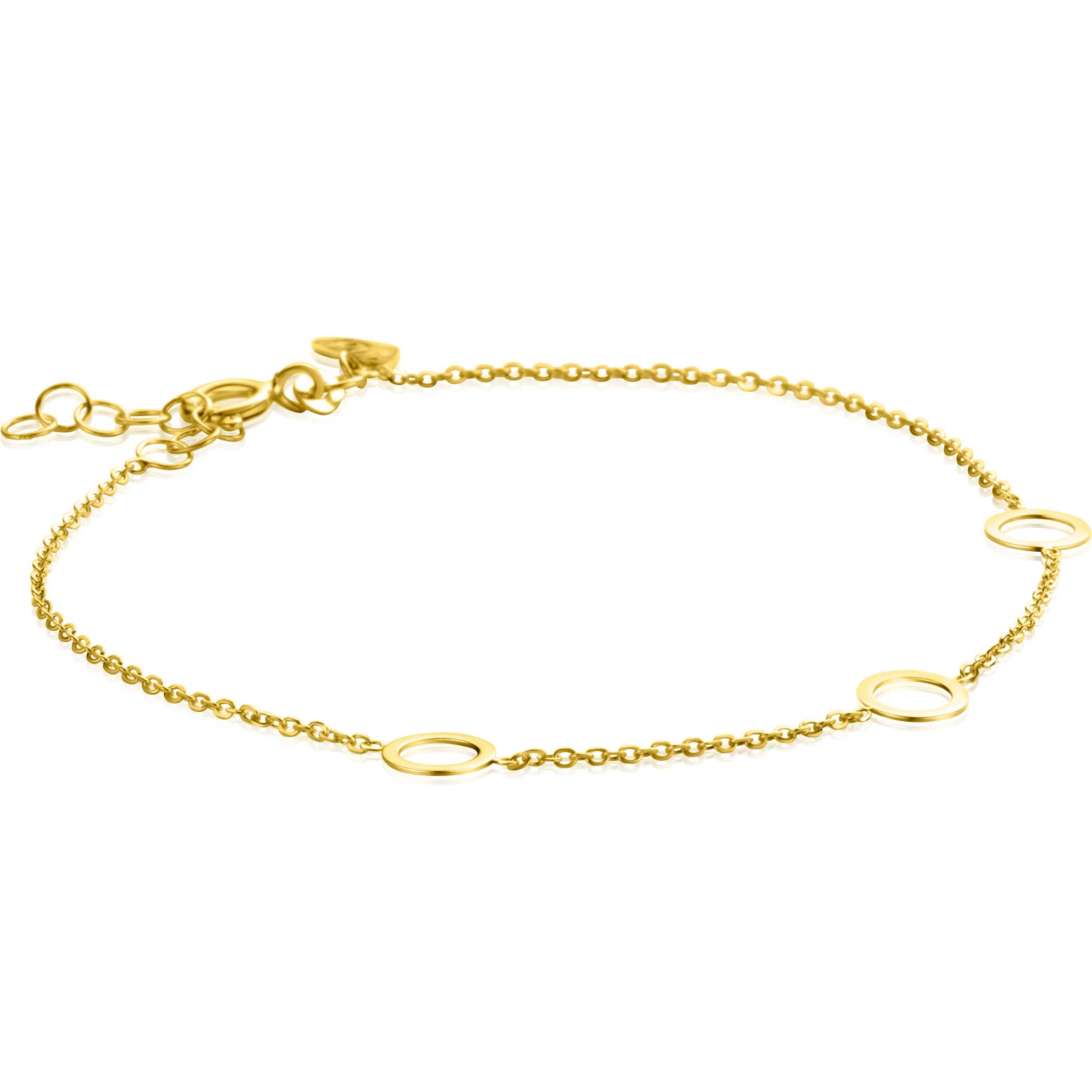 ZINZI Gold 14 krt gouden armband met subtiele jasseron schakels en drie open rondjes 6.5mm breed 18-20cm ZGA445