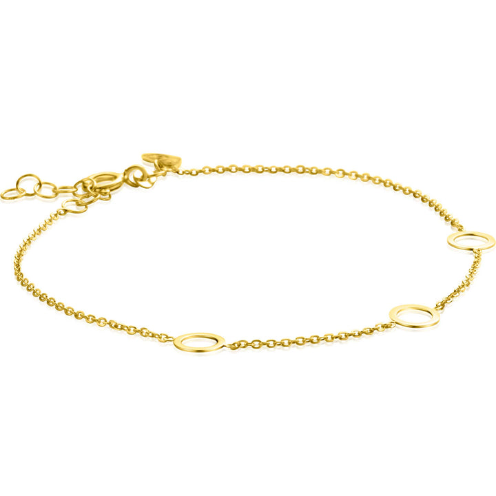 ZINZI Gold 14 krt gouden armband met subtiele jasseron schakels en drie open rondjes 6.5mm breed 18-20cm ZGA445